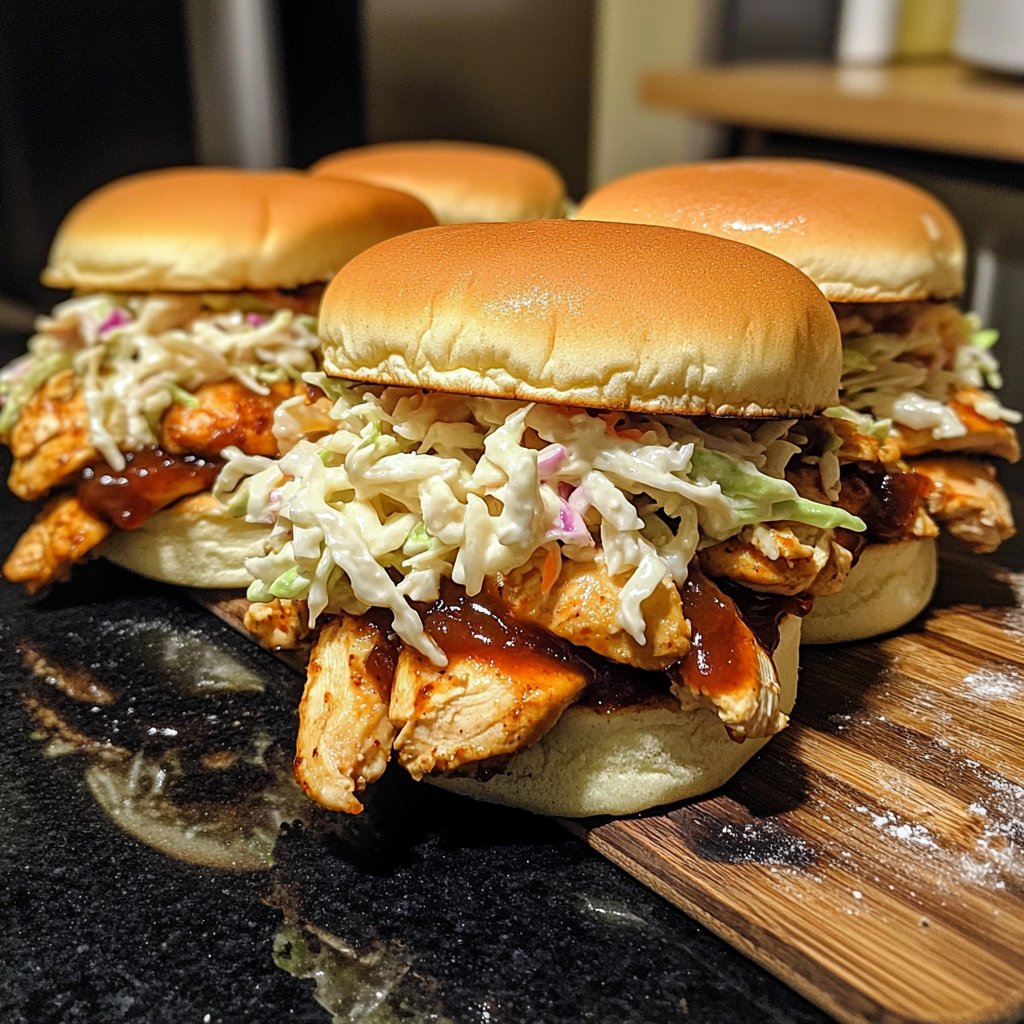 Spicy Crockpot BBQ Chicken Sandwiches