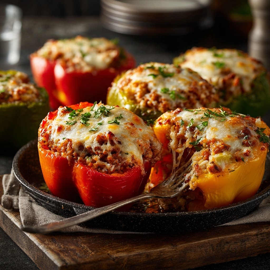 Ground Turkey And Rice Stuffed Peppers