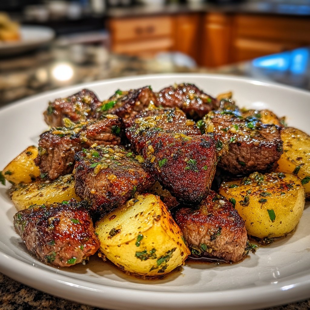 Garlic Butter Steak Bites With Potatoes
