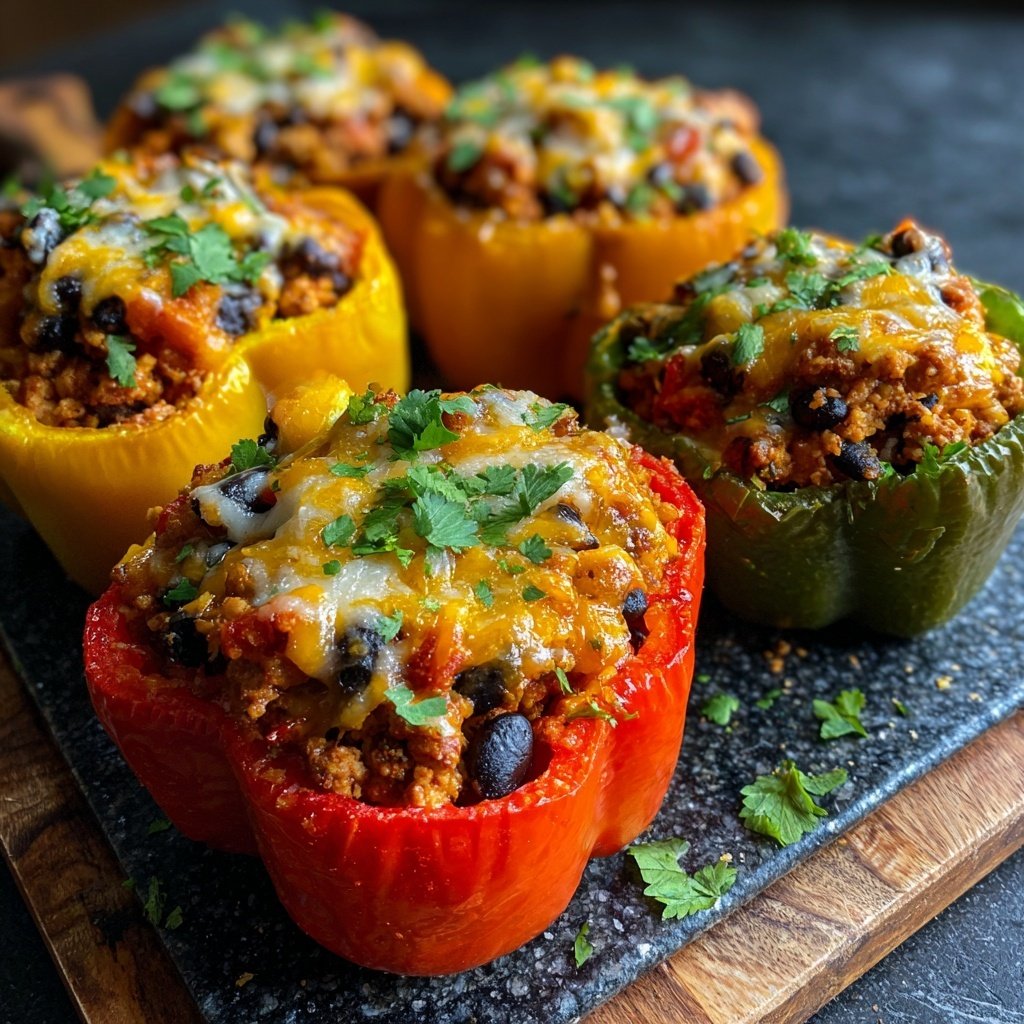 Ground Turkey Taco Stuffed Peppers