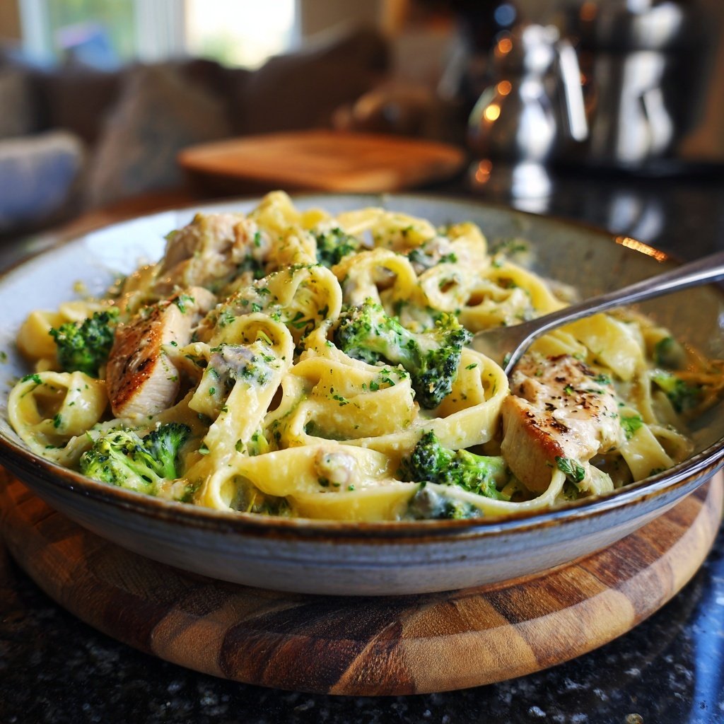Creamy Garlic Chicken And Broccoli Pasta