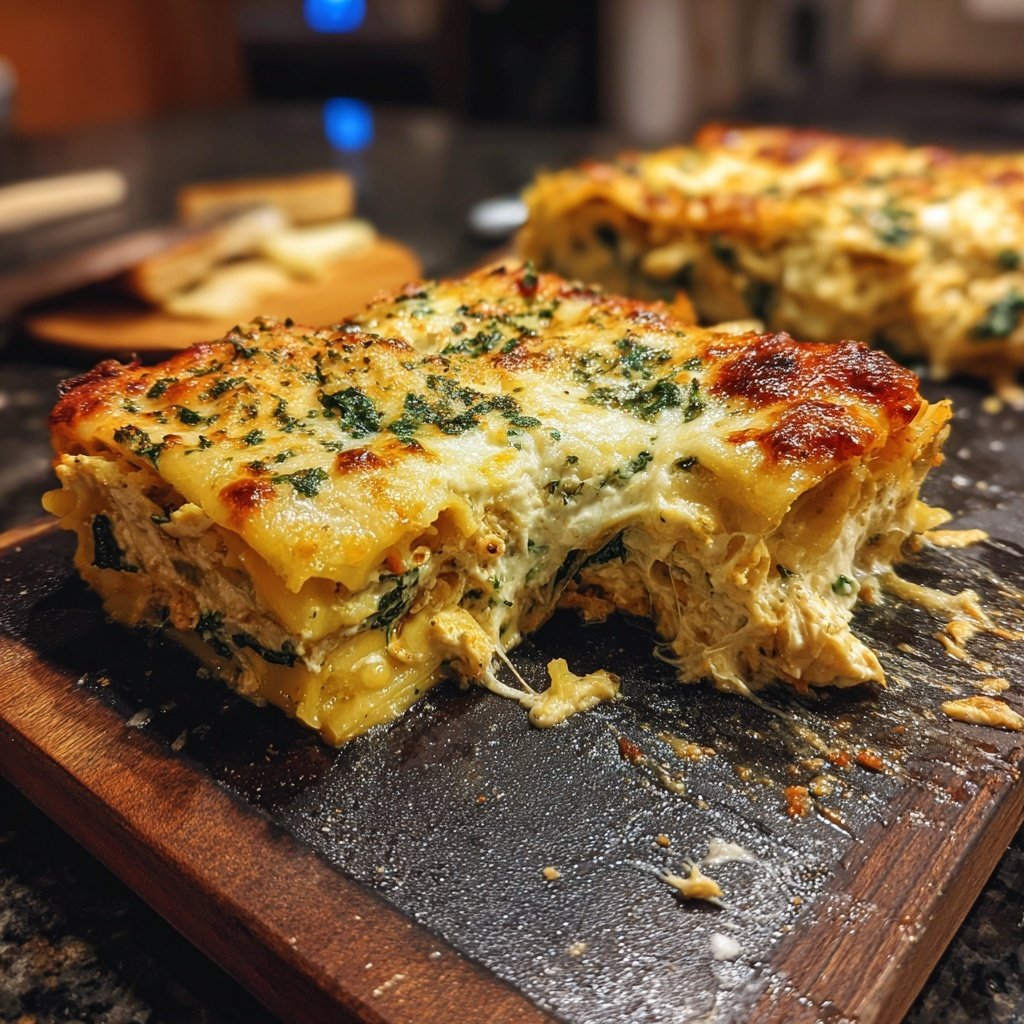 Shredded Chicken Spinach Lasagna